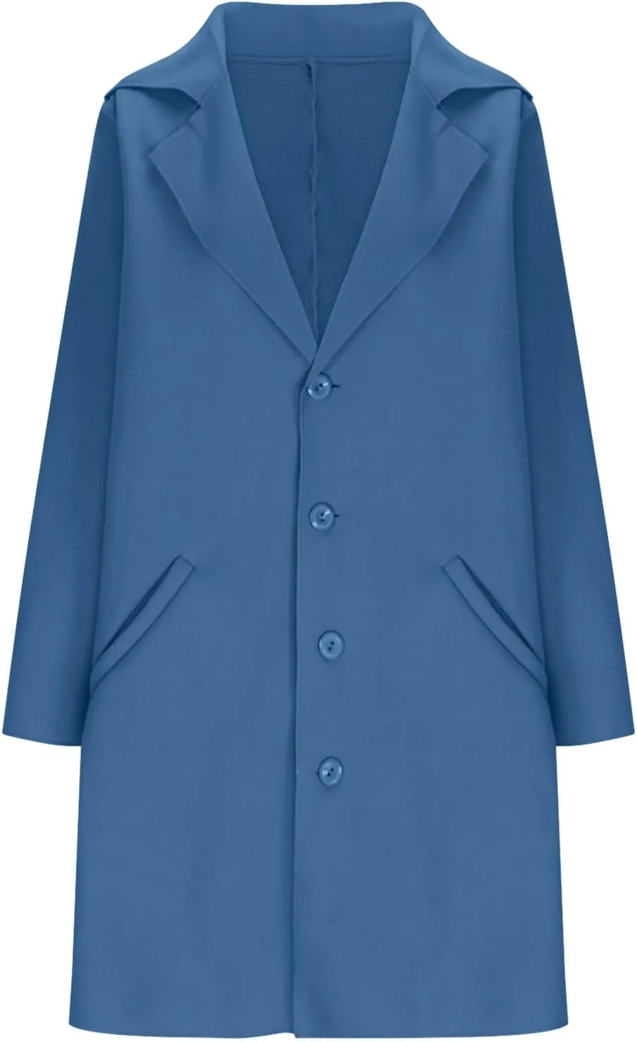Mid-Length Trench Coats for Women Casual Notched Lapel Wool Single-Breasted Jackets Windbreaker Outerwear Overcoats