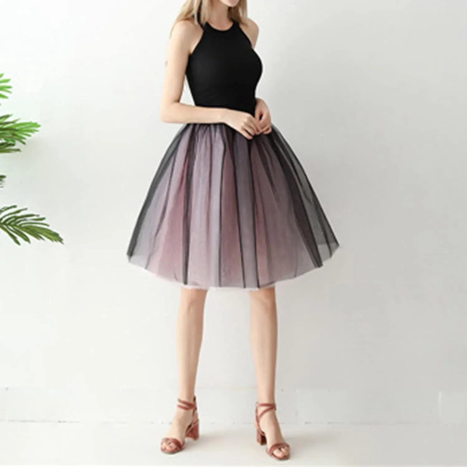 Midi Skirts for Women Womens Puffy Ballet Skirts Tutu Skirt Pleated Skirt Layer Mesh Skirt High Waist A-line