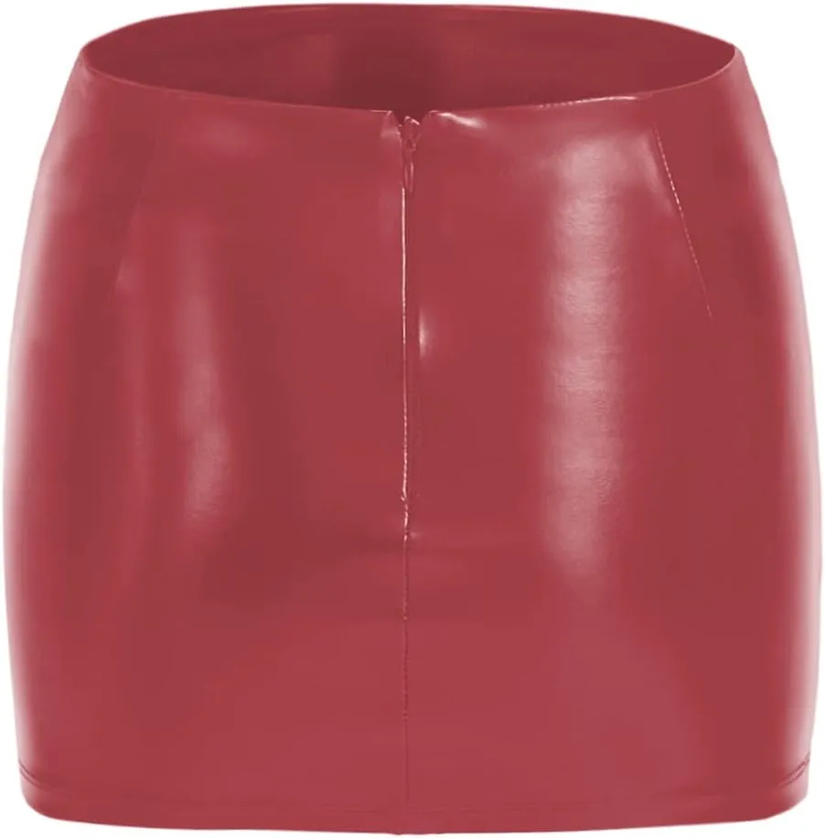 Milumia Girl's PU Leather Ruched Wrap Hem Skirt High Waisted Mini Short Skirts
