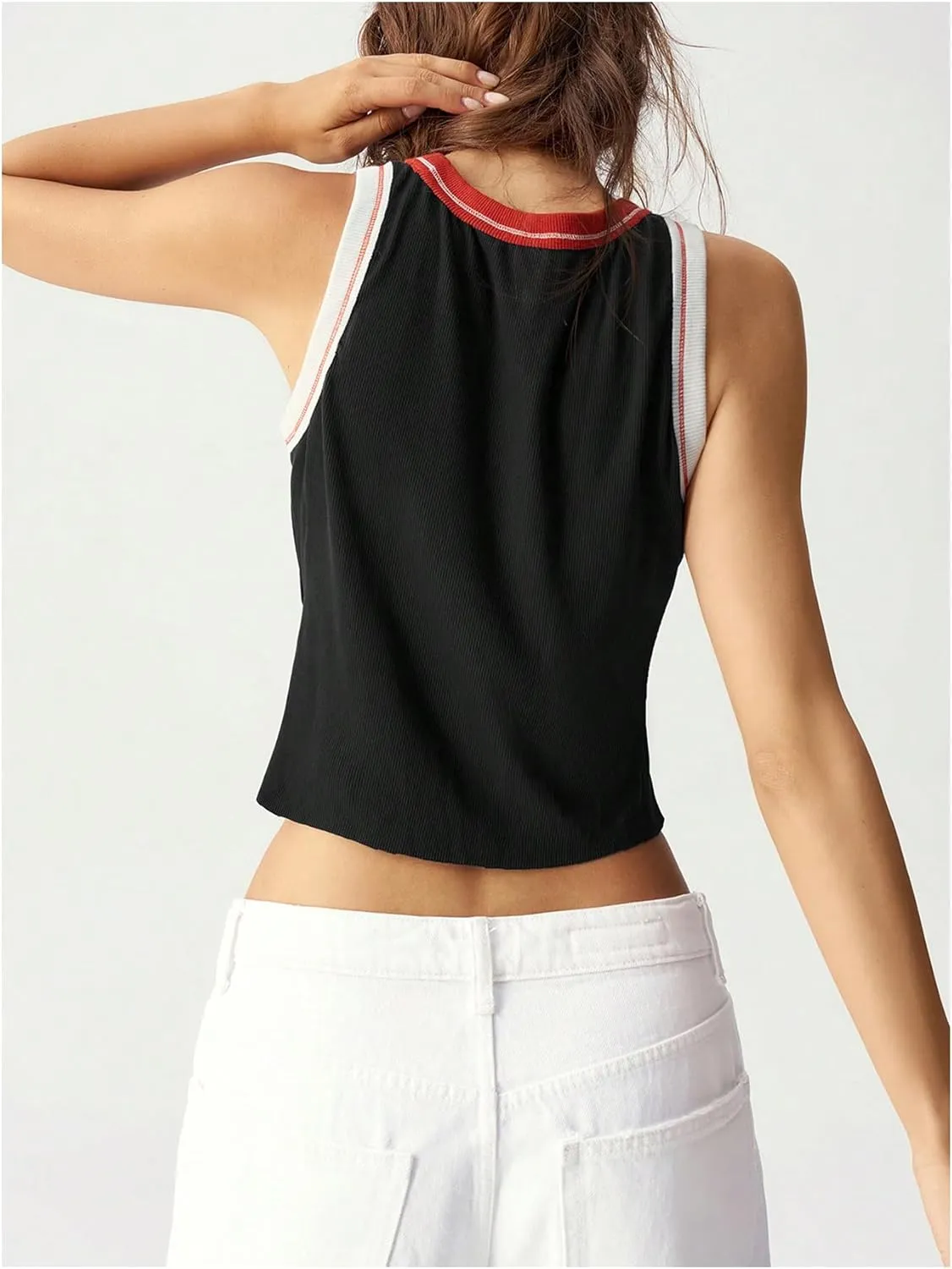 Milumia Women Star Crop Tank Tops Y2k Going Out Sleeveless Tee Shirts