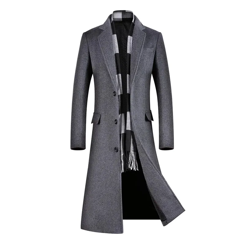Mäntel für Herren, Wollanteil 54 %, eine lange Jacke unterhalb des Knies, Herrenmantel, Herrenmantel-Windjacke, Herrenmäntel, langer Mantel für Herren