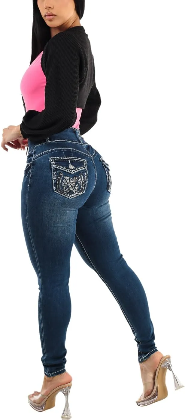 Moda Xpress Butt Lifting Skinny Jeans for Women - High Waisted Levanta Cola Push Up Jeans