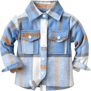 Neutral Kids Autumn Winter Coat Toddler Girls Boys Cute Button Down Plaid Flannel Jacket Shacket Outerwear
