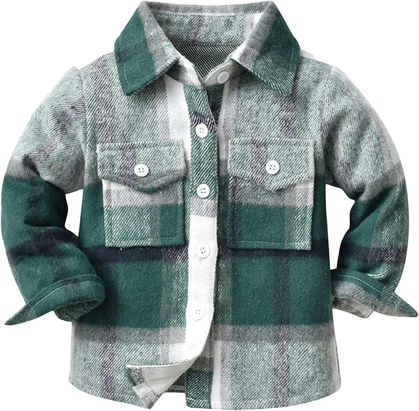 Neutral Kids Autumn Winter Coat Toddler Girls Boys Cute Button Down Plaid Flannel Jacket Shacket Outerwear