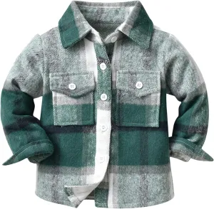 Neutral Kids Autumn Winter Coat Toddler Girls Boys Cute Button Down Plaid Flannel Jacket Shacket Outerwear