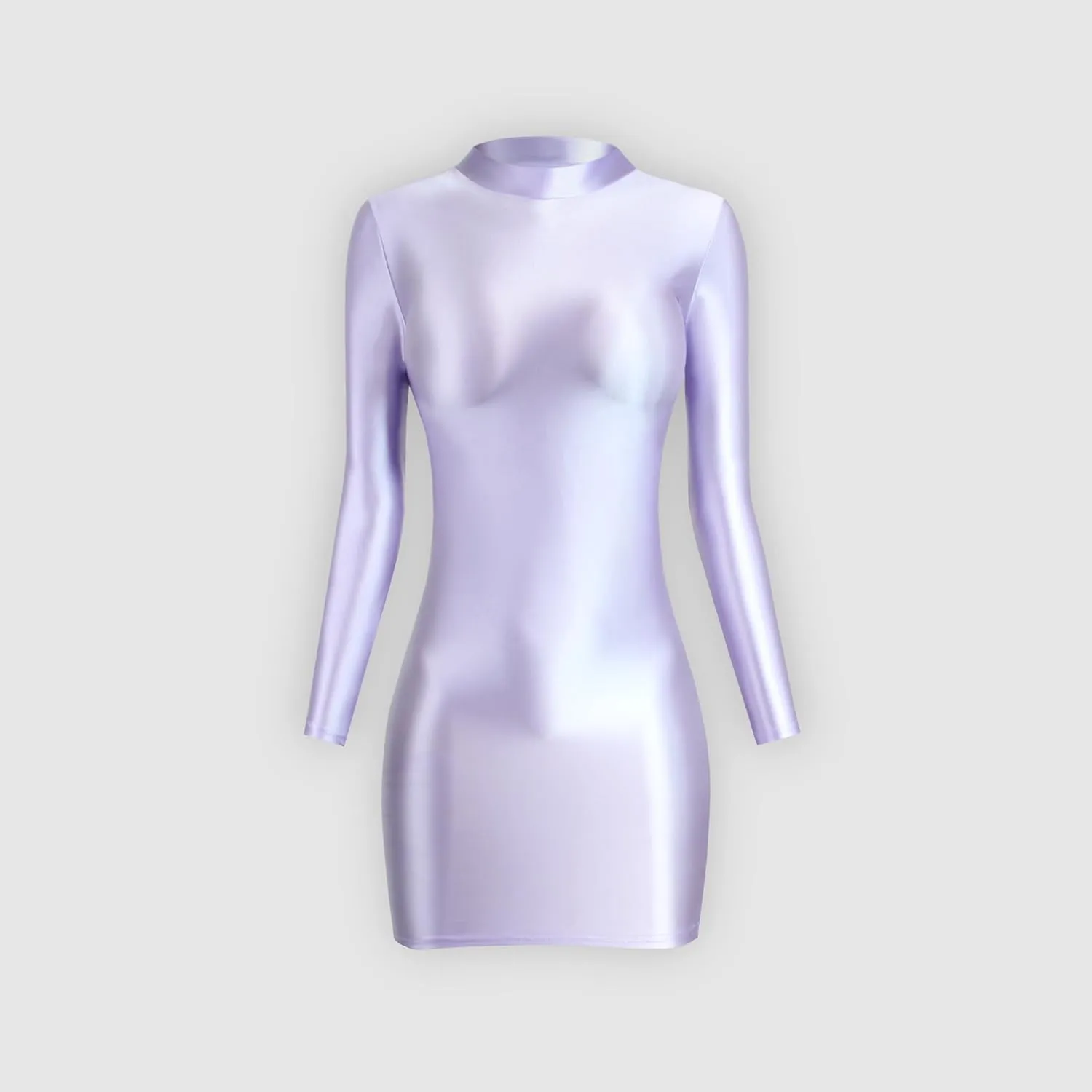 Oil Glossy Hip Dress Elastic Slip Glossy Tight Skirt high Neck Long Sleeve Long Skirt Smooth Casual Sports Skirt