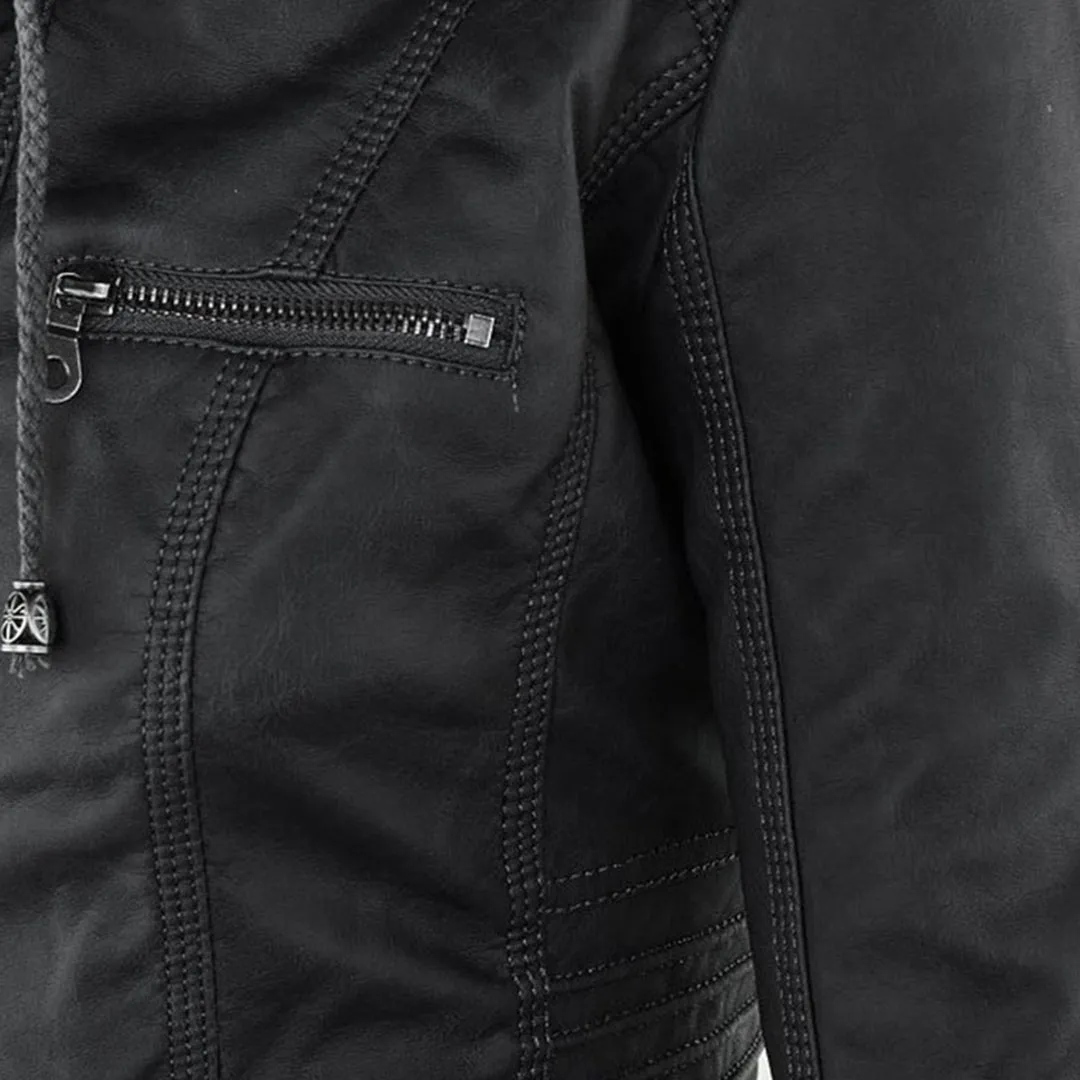 Olivia | Waterproof Women's Leather Jacket with Hood
