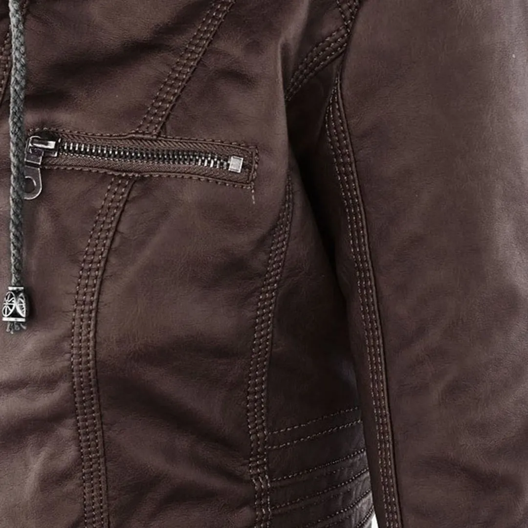 Olivia | Waterproof Women's Leather Jacket with Hood
