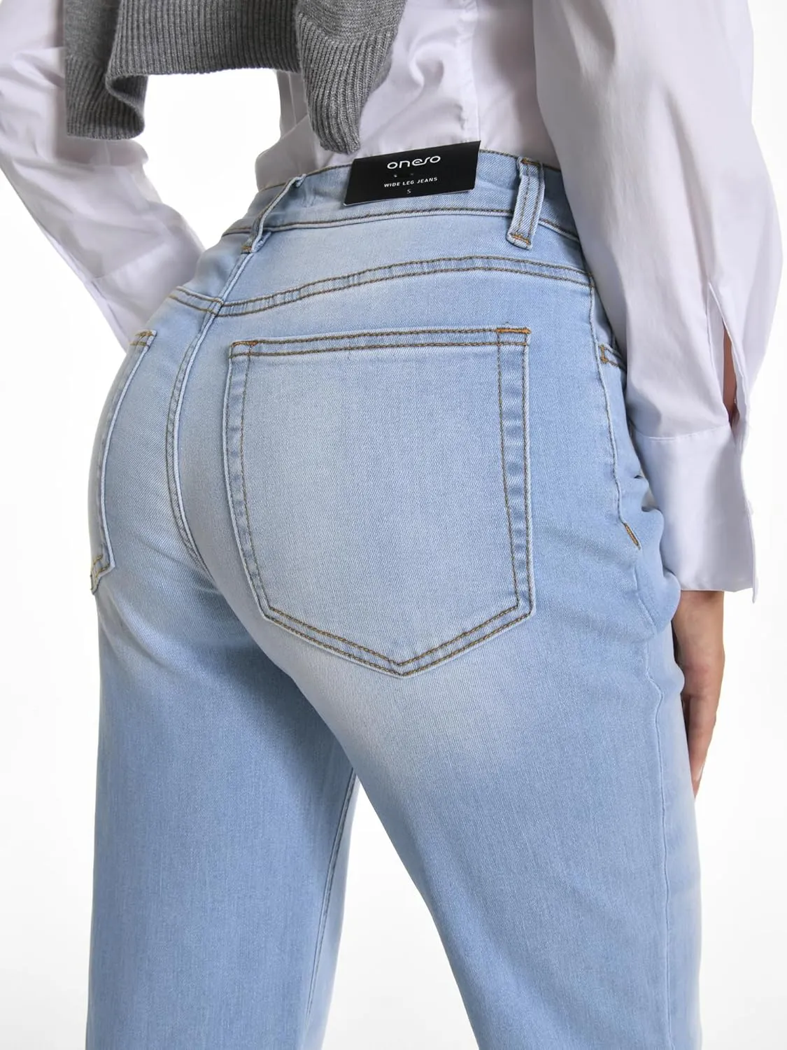 ONESO Women's Straight Leg Jeans Mid Waist Loose Stretchy Lightweight Trendy Jeans for Women Denim Pants