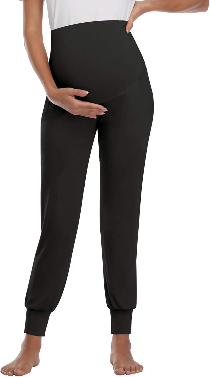 PACBREEZE Women's Maternity Pants Lounge Workout Joggers Over The Belly Pajama Sweatpants Stretchy Pregnancy Pants