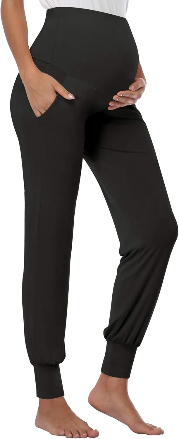 PACBREEZE Women's Maternity Pants Lounge Workout Joggers Over The Belly Pajama Sweatpants Stretchy Pregnancy Pants