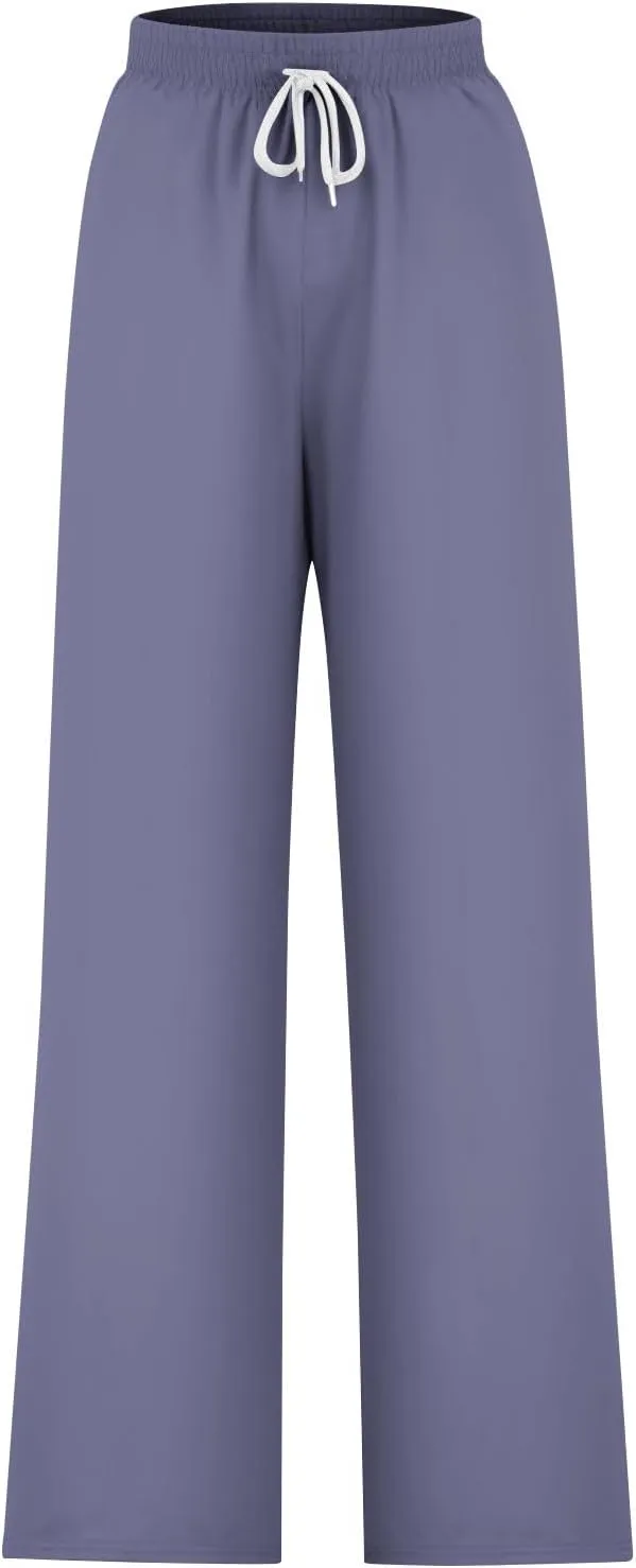 Palazzo Pants for Women Straight Wide Leg Pants Drawstring High Waist Trousers Spring Fashion Lounge Pants with Pocket