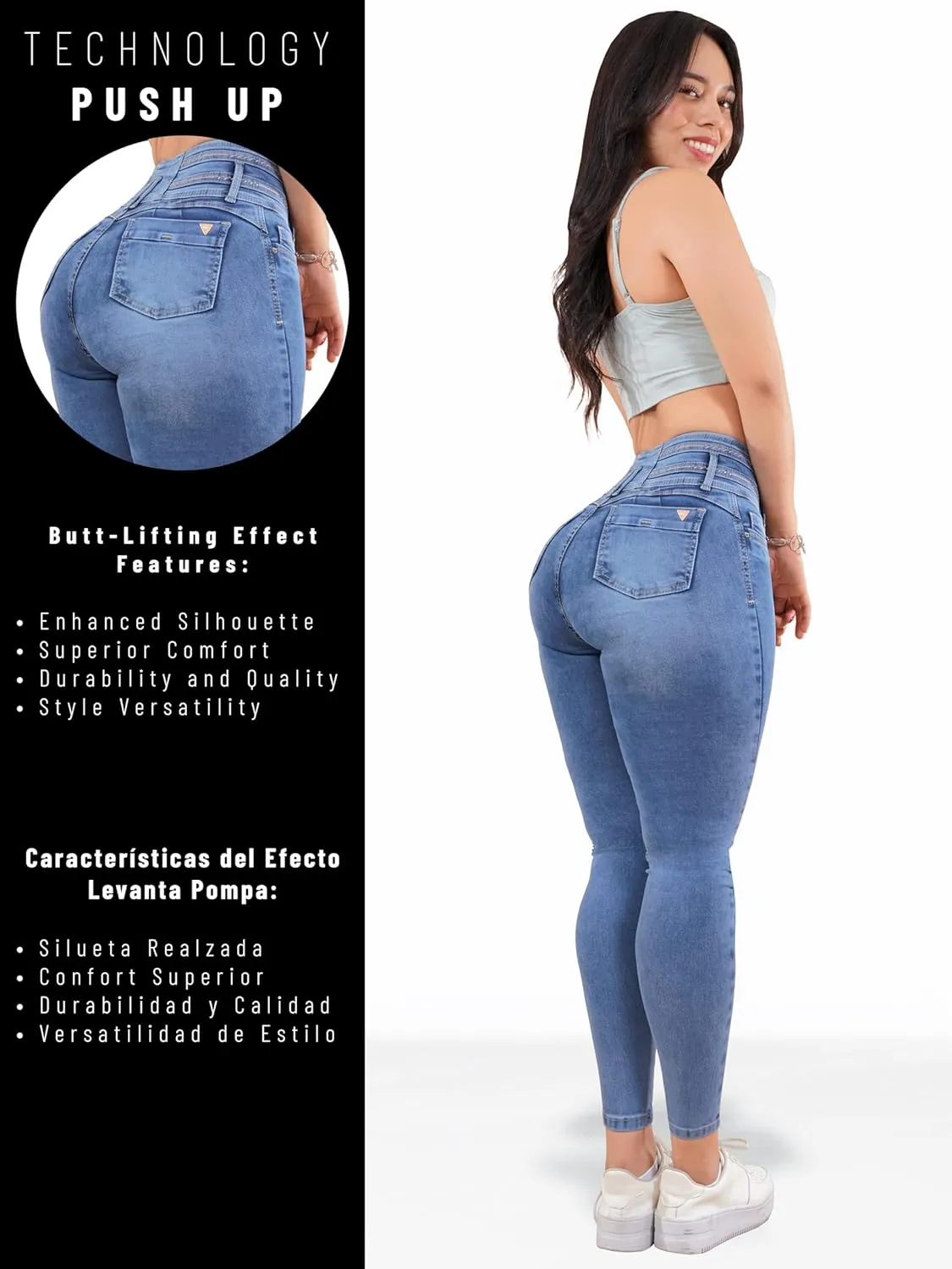 Pantalones Colombianos Levanta Pompa | Butt Lifting High Waisted Jeans for Women | Lipo Jeans