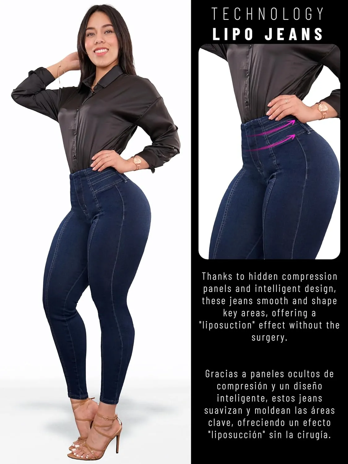 Pantalones Colombianos Levanta Pompa | Butt Lifting High Waisted Jeans for Women | Lipo Jeans