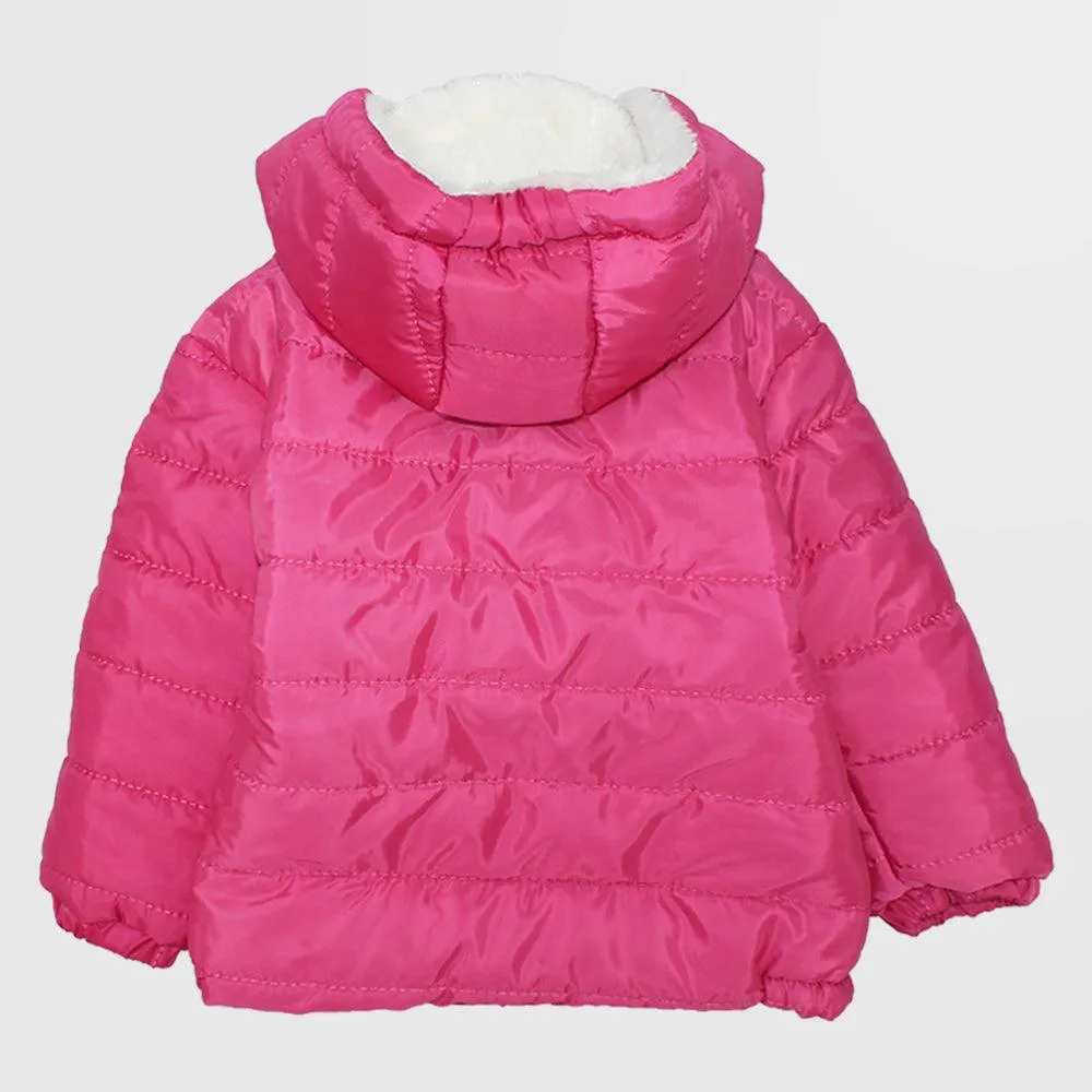 Pink Long-Sleeved Waterproof Hooded Jacket