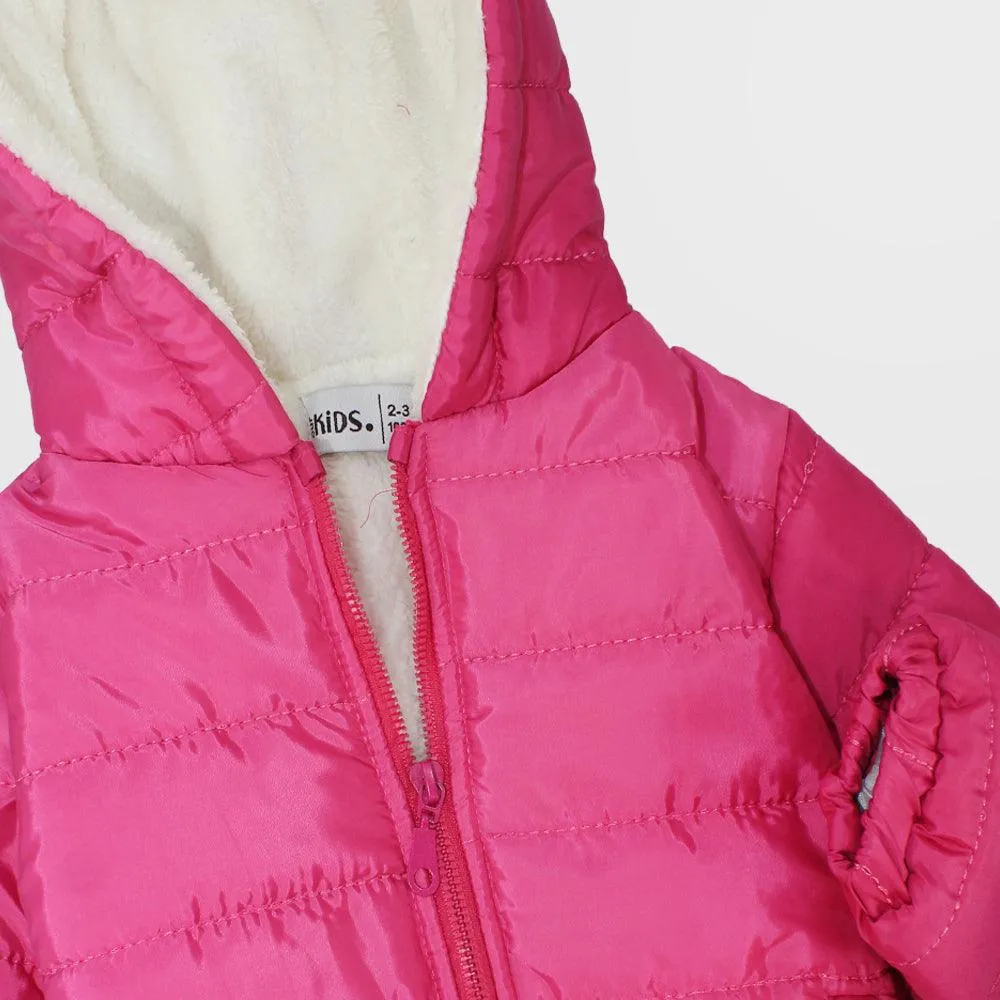 Pink Long-Sleeved Waterproof Hooded Jacket