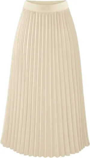 Pleated Midi Skirts for Women Midi Long High Waisted A Line Skirts Shirring Swing Skirt 2024 Fashion Party Skirt