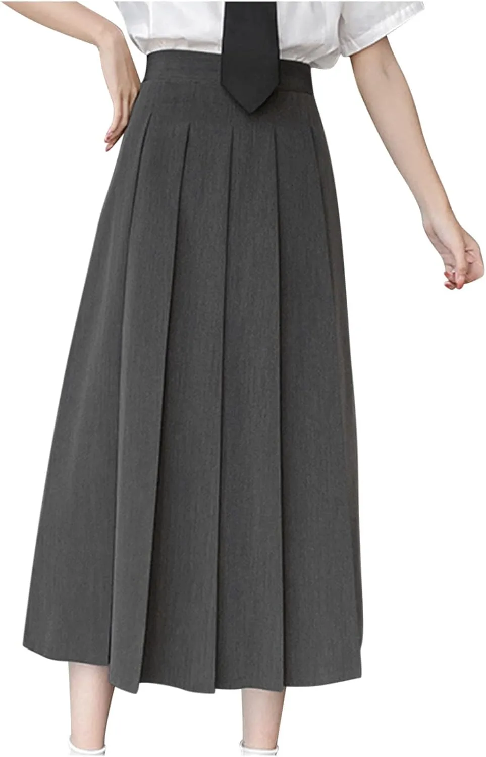 Pleated Skirts for Women Elastic High Waist A-Line Maxi Skirts Casual Party Holiday Teen Girls School Long Skirt