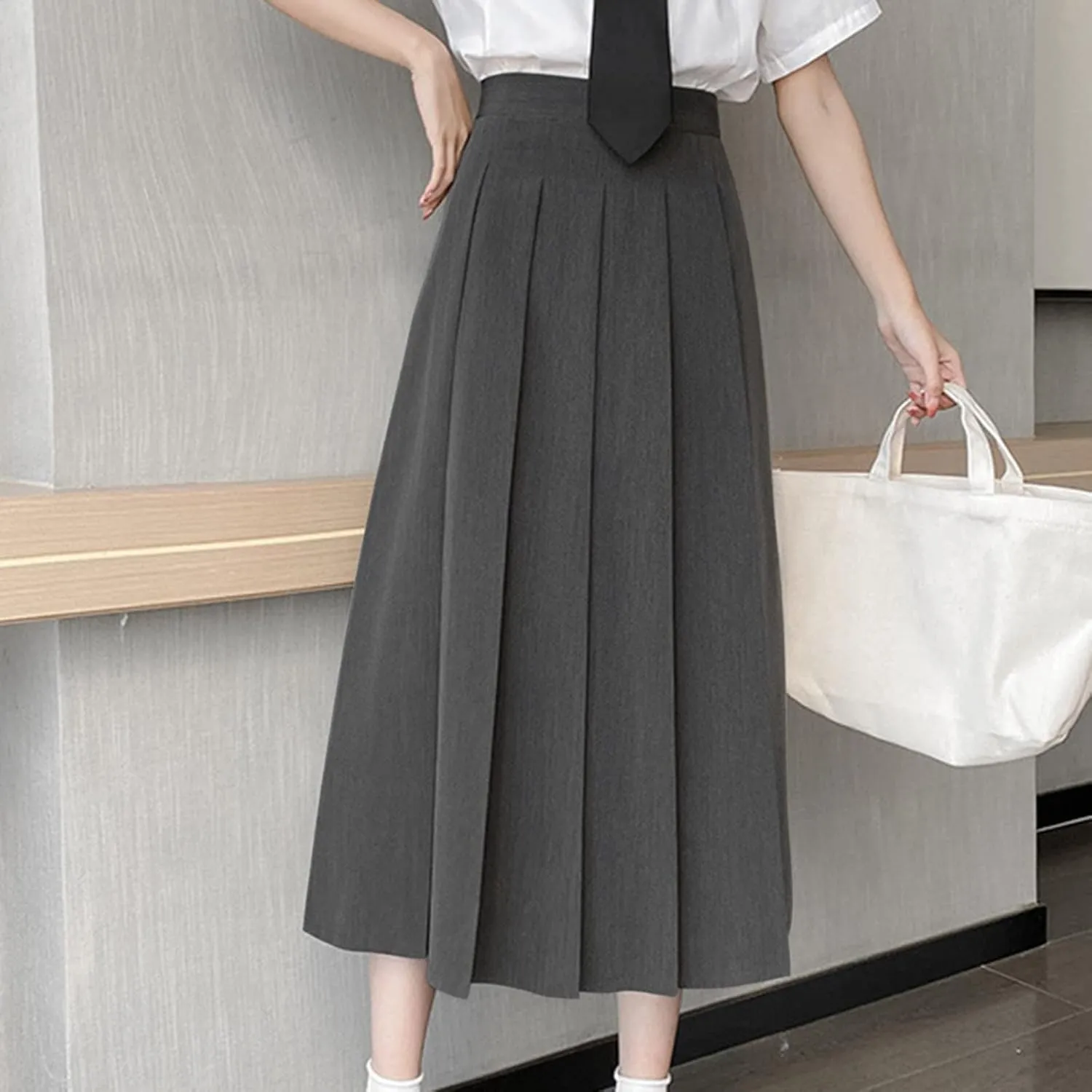 Pleated Skirts for Women Elastic High Waist A-Line Maxi Skirts Casual Party Holiday Teen Girls School Long Skirt