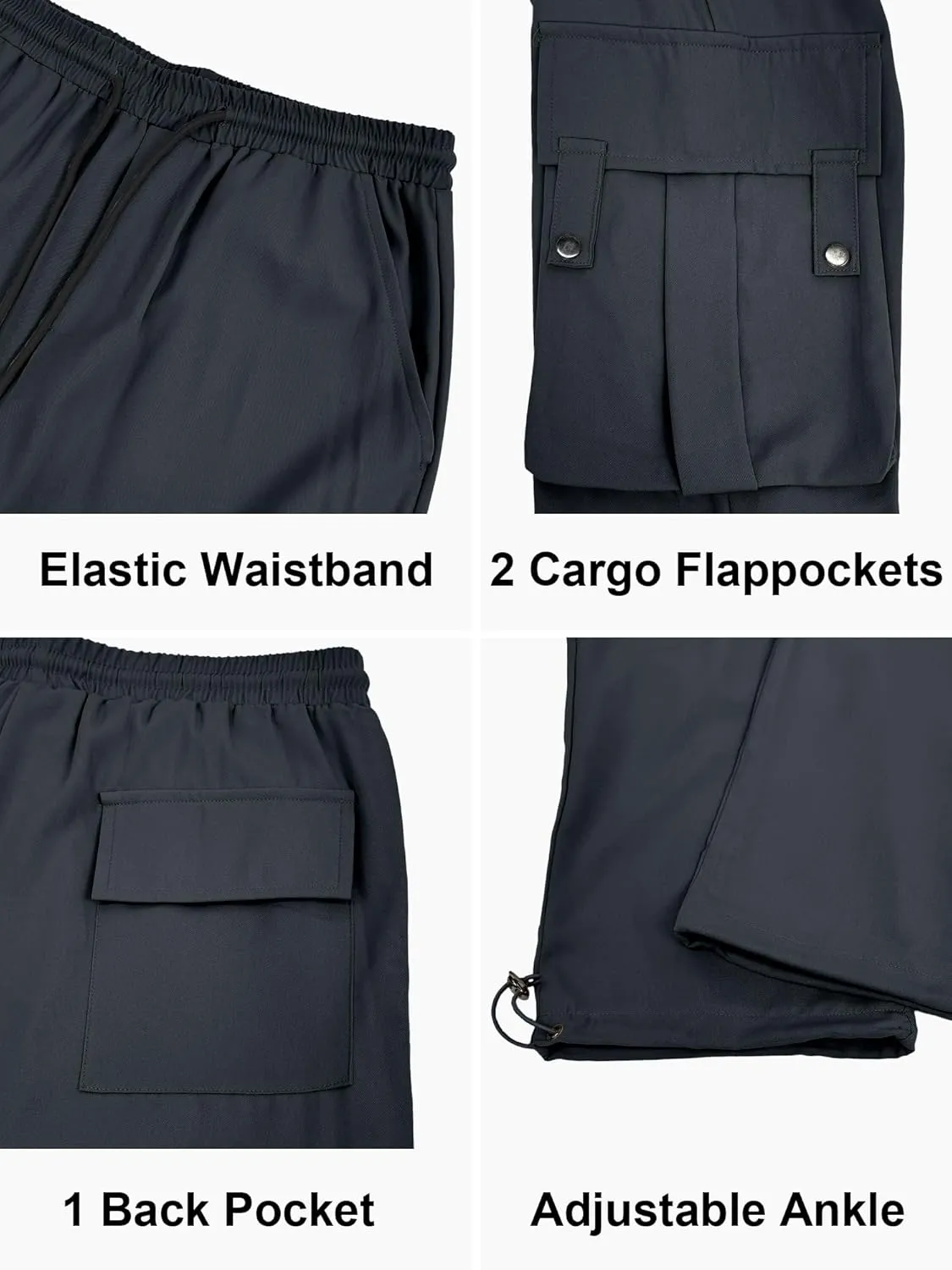 PLEPAN Men's Cargo Pants Drawstring Elastic Waist Casual Baggy Pants Streetwear Trousers Sweatpants for Men