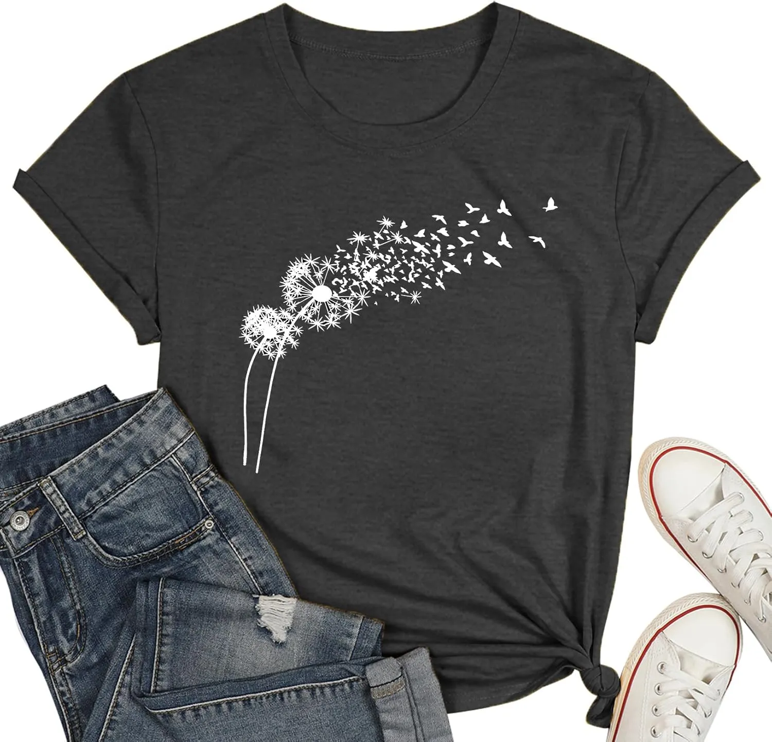 Plus Size Top Dandelion Shirt Women Inspirational Graphic Tee Spread Kindness Tshirt Women's Flower Tops