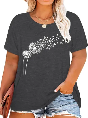 Plus Size Top Dandelion Shirt Women Inspirational Graphic Tee Spread Kindness Tshirt Women's Flower Tops