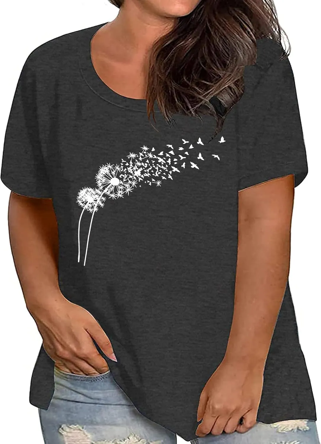 Plus Size Top Dandelion Shirt Women Inspirational Graphic Tee Spread Kindness Tshirt Women's Flower Tops