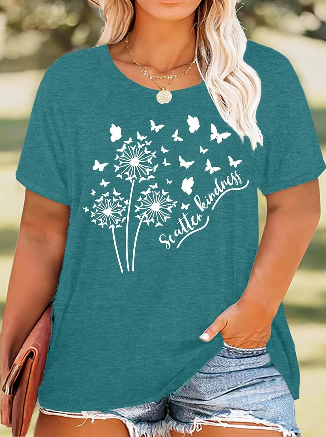 Plus Size Top Dandelion Shirt Women Inspirational Graphic Tee Spread Kindness Tshirt Women's Flower Tops