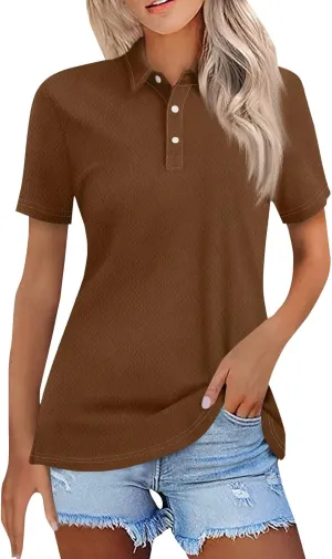 Polo Shirts for Women Collared Golf Shirts Button Short Sleeve Tops Business Casual Quick Dry Moisture Work Blouses