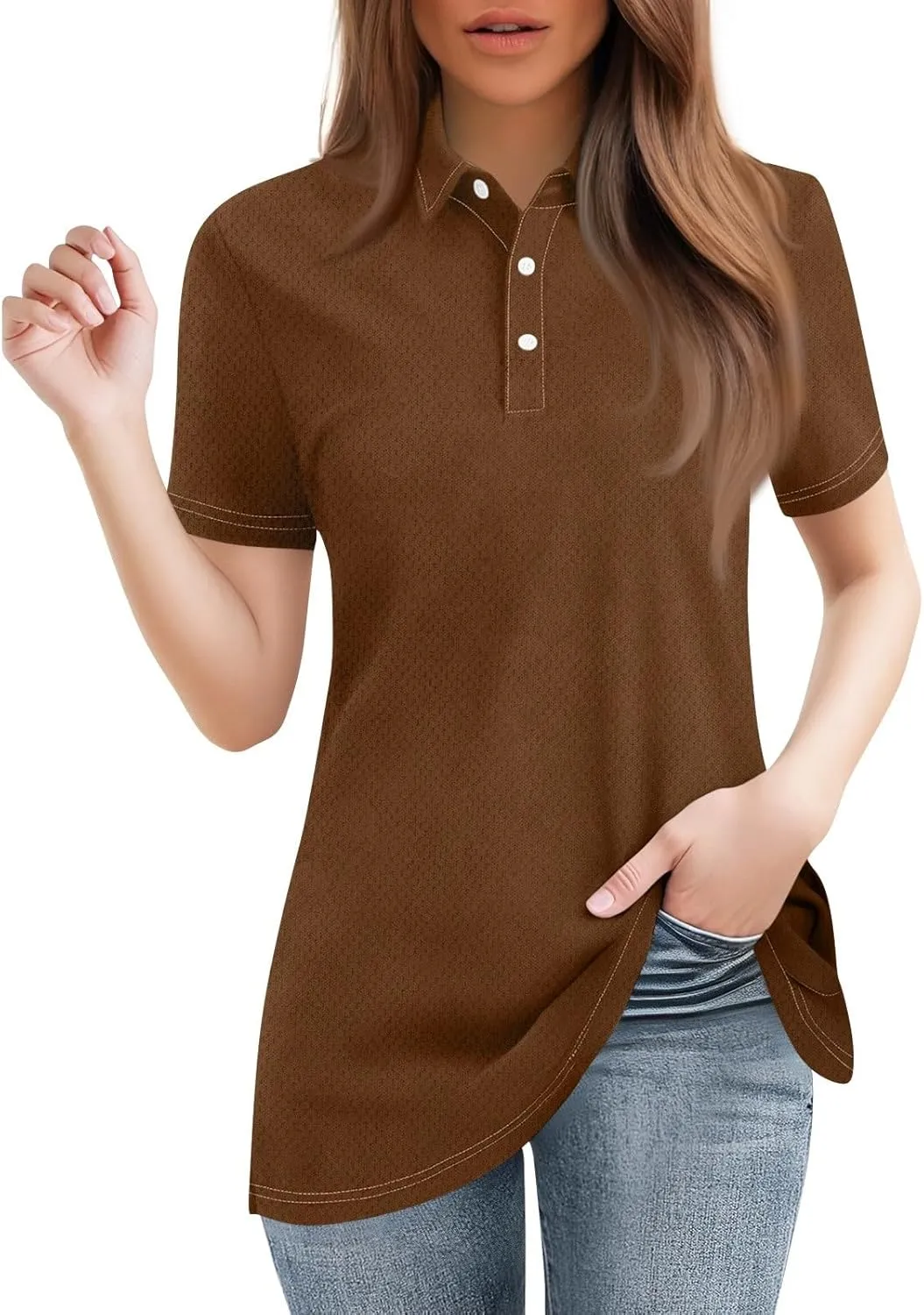 Polo Shirts for Women Collared Golf Shirts Button Short Sleeve Tops Business Casual Quick Dry Moisture Work Blouses