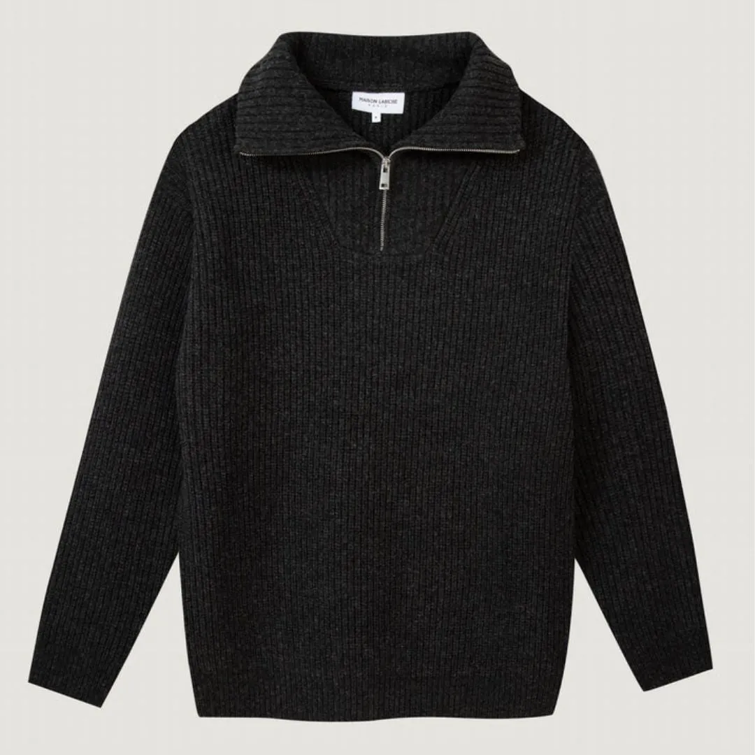 Privat Wool Zipped Sweater (Medium Heather Grey)