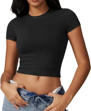 Quick-Dry Fitness T-Shirt,Women's Slim-Fit Workout Top for Yoga,Running and Pilates, Breathable Sports Te