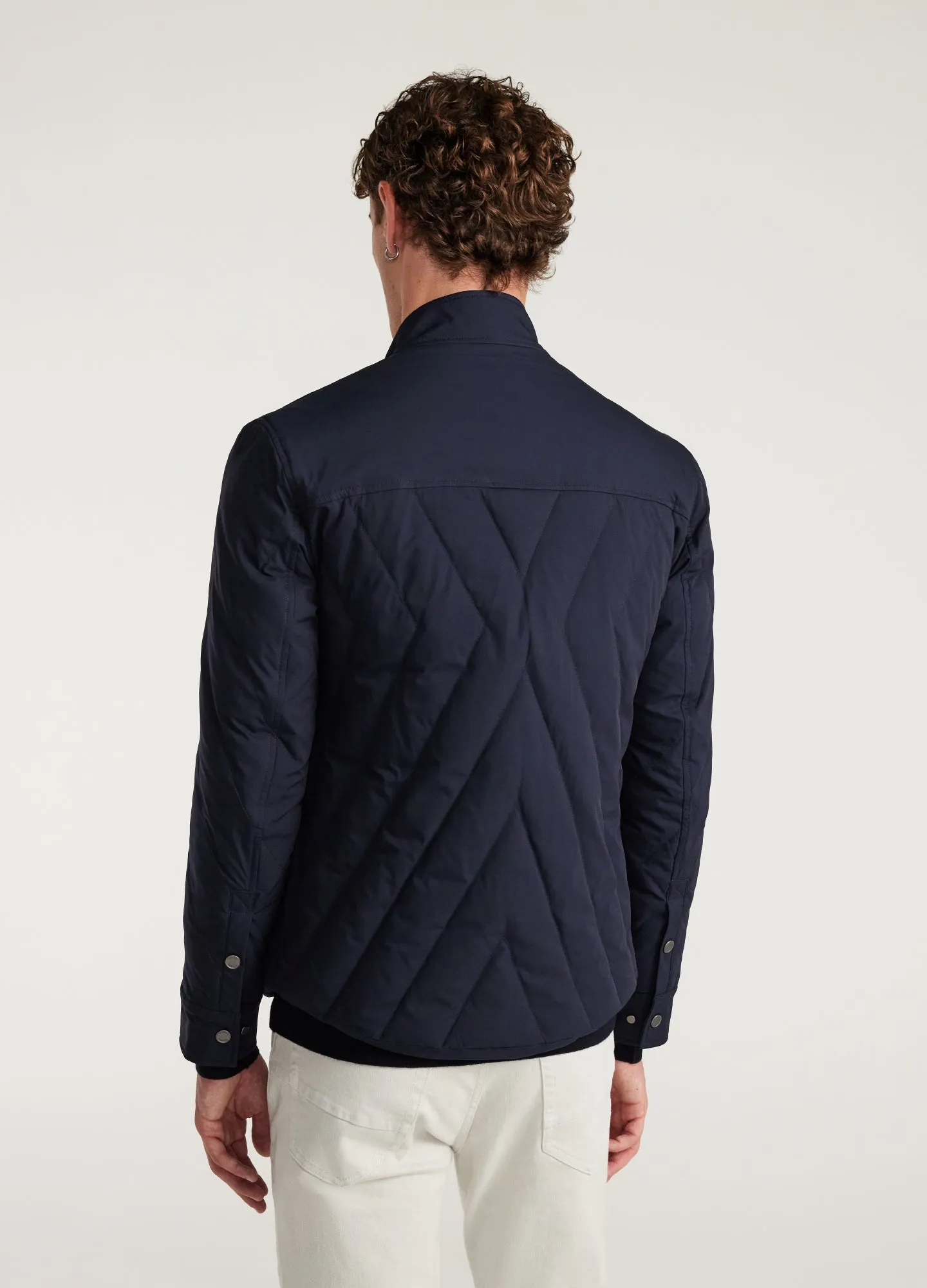 Quilted Tech Down Jacket Navy