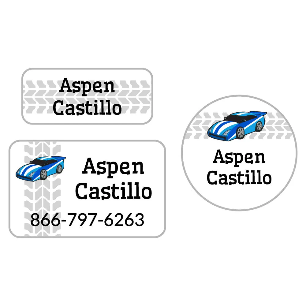 Race Car Clothing Labels Pack