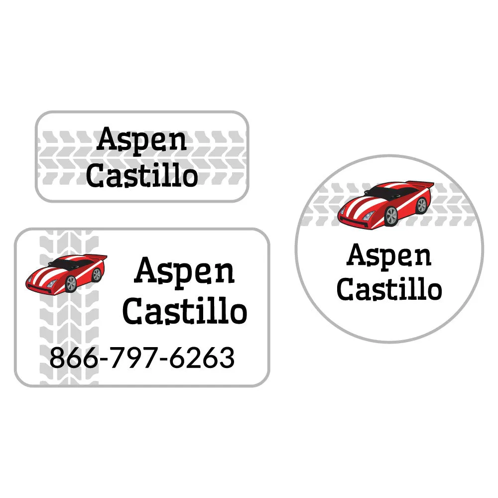 Race Car Clothing Labels Pack