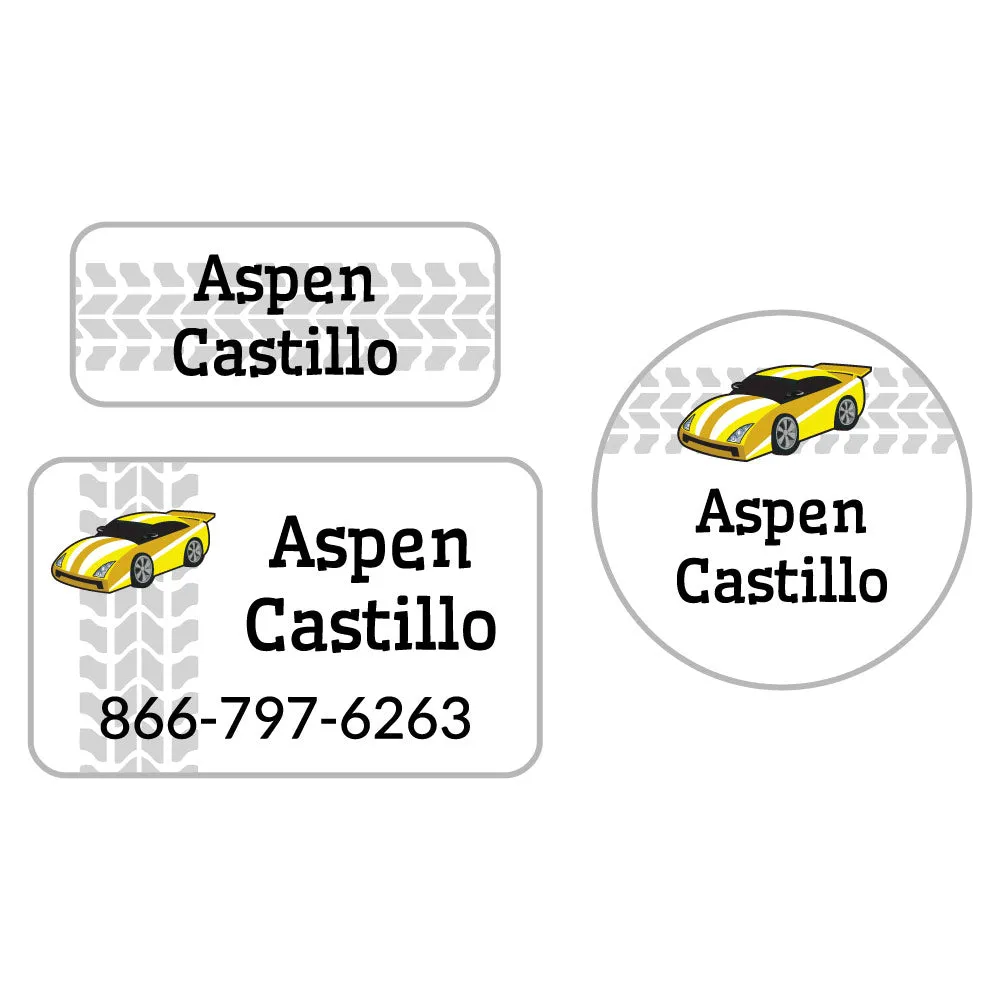 Race Car Clothing Labels Pack