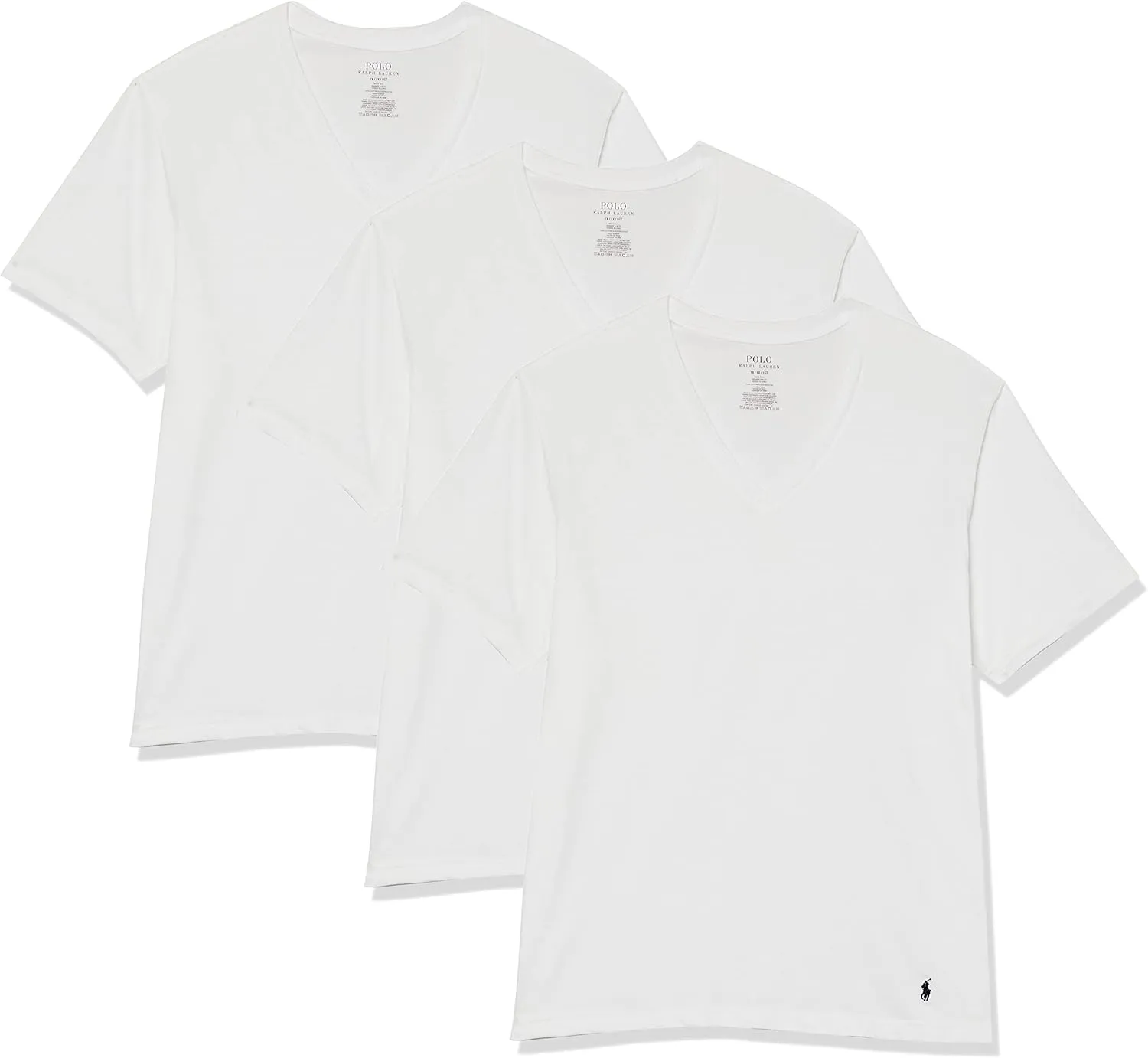 Ralph Lauren Men's Classic Fit Cotton V-Neck Tee Big & Tall, White/Cruise Navy, 2X