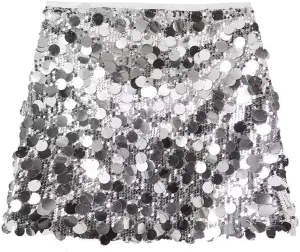 RanRui Sequin Mini Skirt for Women - High Waist, Satin