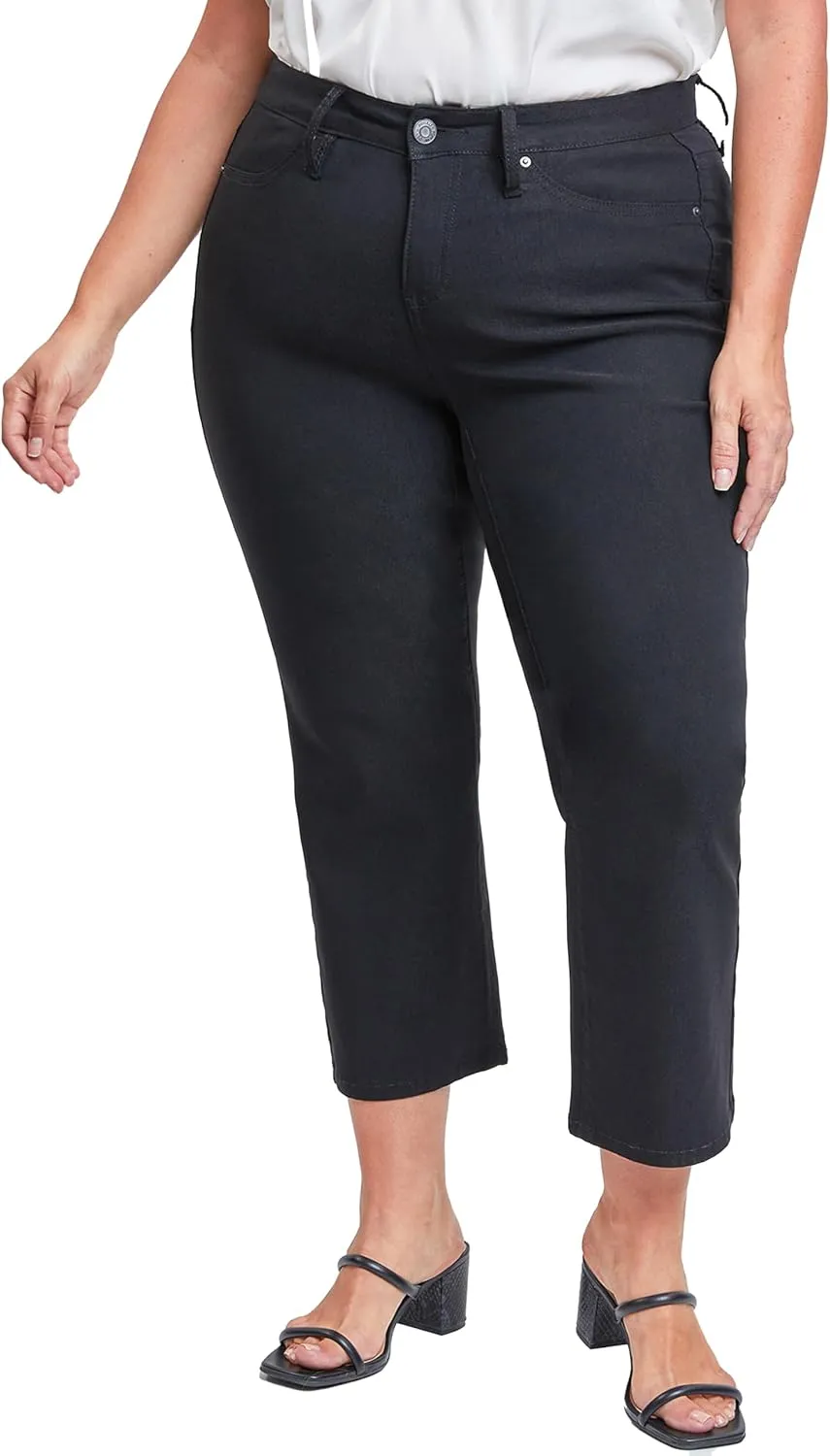 Royalty For Me Womens Women's Plus Size Hyperstretch High Rise Wide Leg Flood Pants