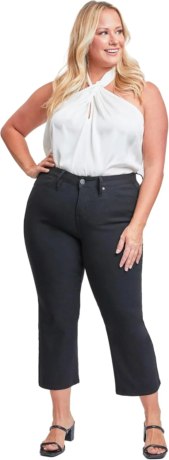 Royalty For Me Womens Women's Plus Size Hyperstretch High Rise Wide Leg Flood Pants