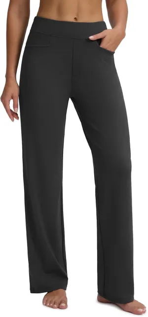 Seamaid Womens 30" Wide Leg Yoga Pants with Pockets High Waisted Stretch Casual Dress Pants