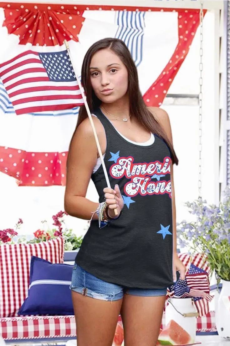 SFHFY American Flag Tank Top Women: Glitter 4th of July Sleeveless Tee Patriotic Shirt Memorial Day Summer Vest Tops