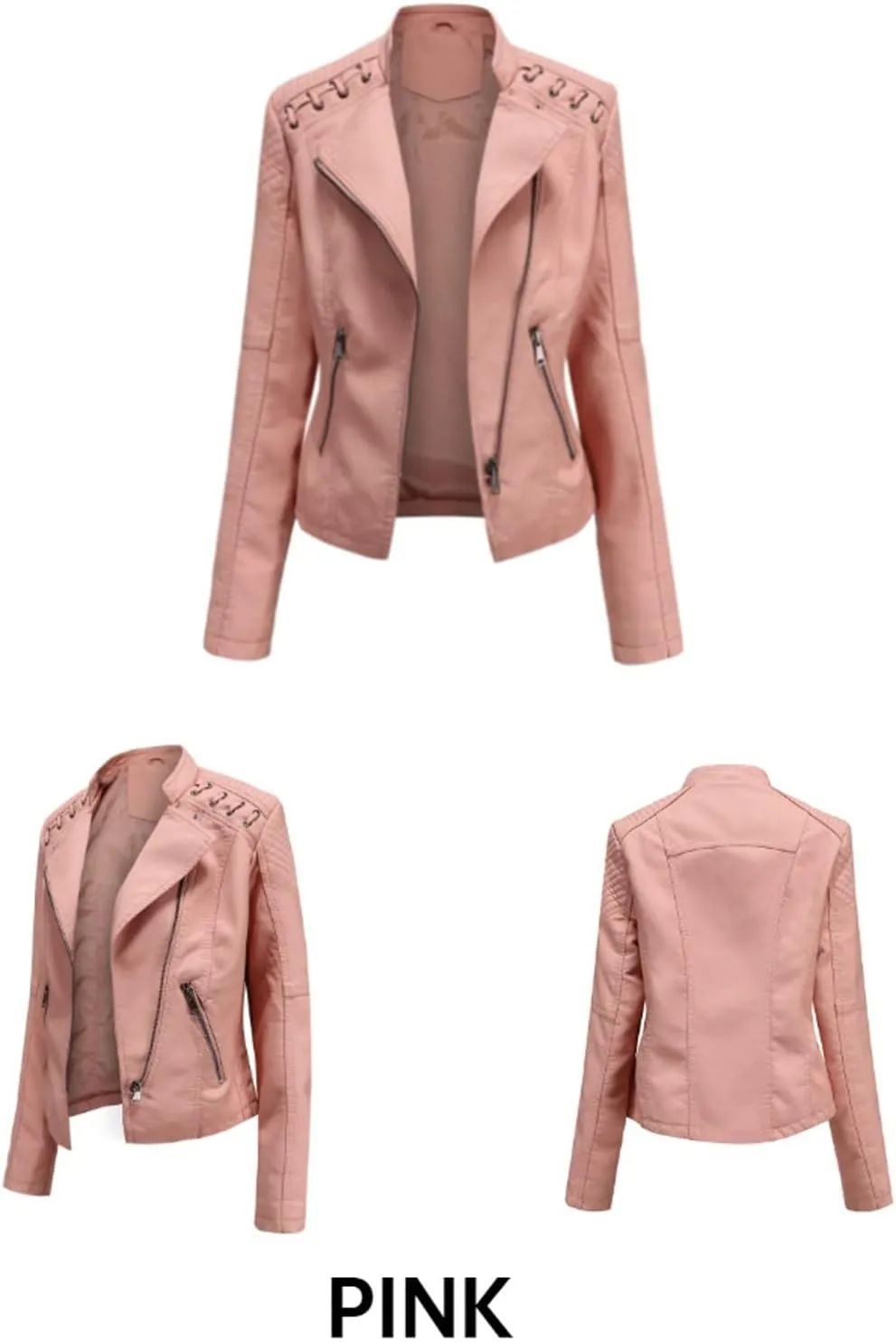 SHAOBGE Womens Long Sleeve Fleece Jacket Women Ladies Lapel Motor Jacket Coat Zip Biker Short Womens Fleece Jacket with