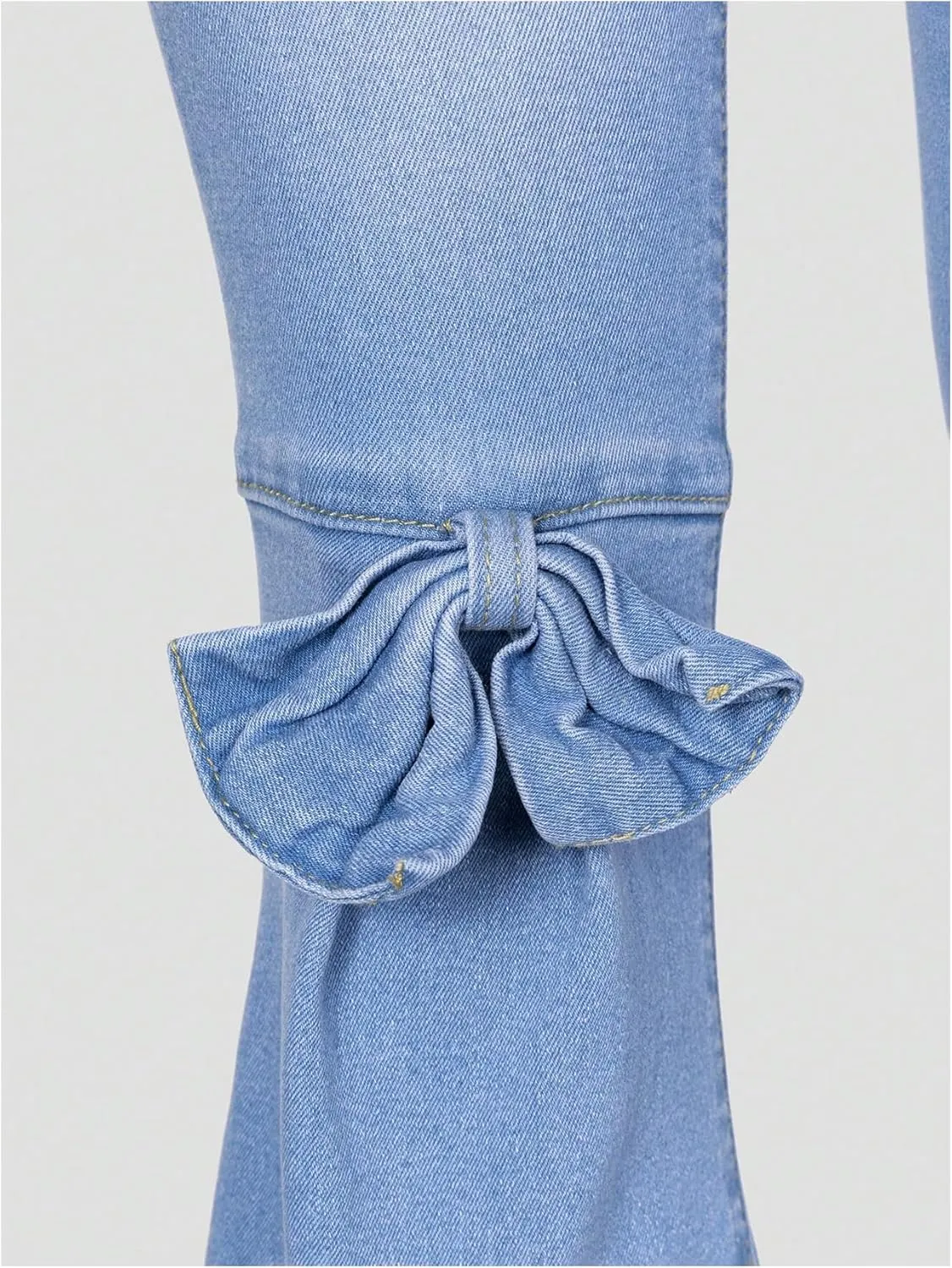SHENHE Girl's Bell Bottom Flare Leg Jeans Bowknot Raw Hem Denim Pants Casual Jean Pants