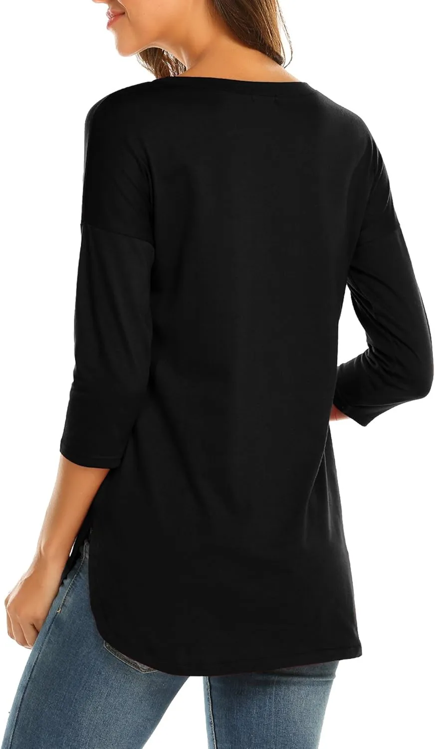 Sherosa Women's Casual 3/4 Sleeve Loose Tunic Tops Scoop Neck T-Shirt