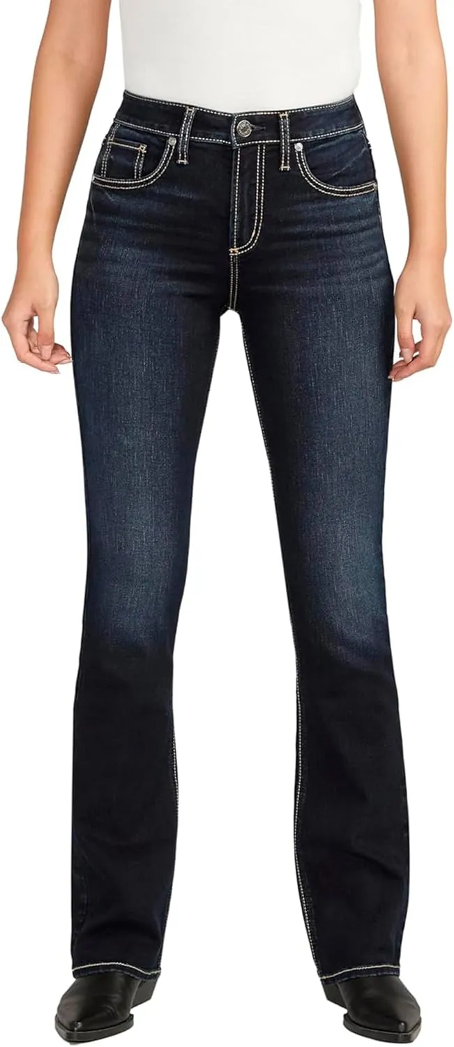 Silver Jeans Co. Women's Avery High Rise Curvy Fit Slim Bootcut Jeans-Legacy