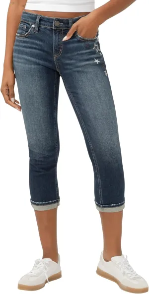 Silver Jeans Co. Women's Elyse Mid Rise Comfort Fit Capri Jeans, Honor