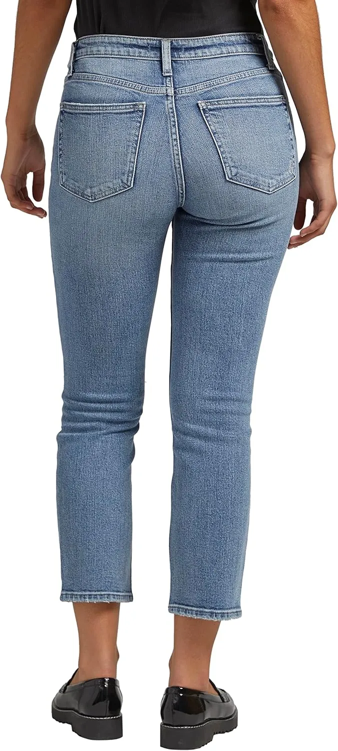 Silver Jeans Co. Women's Most Wanted Mid Rise Straight Leg Crop Jeans