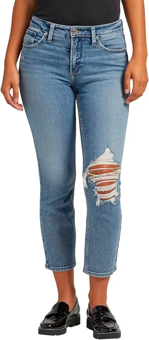 Silver Jeans Co. Women's Most Wanted Mid Rise Straight Leg Crop Jeans