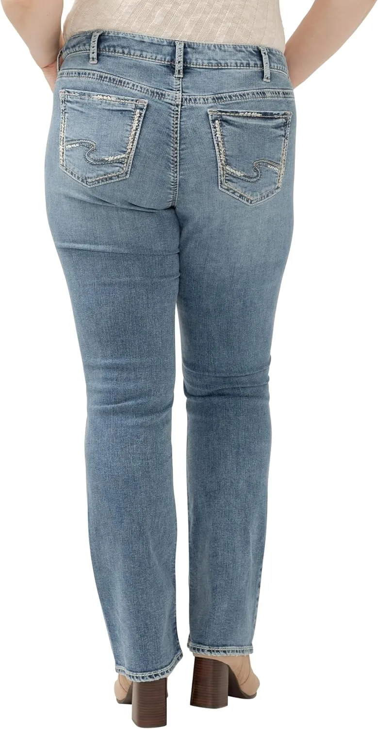 Silver Jeans Co. Women's Plus Size Elyse Mid Rise Comfort Fit Slim Bootcut Jeans